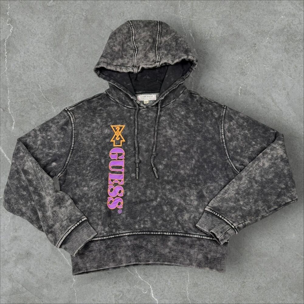 Guess x 88 Rising Cropped Acid Dye Tie Dye Dragon Logo Hoodie Hoodie - Small